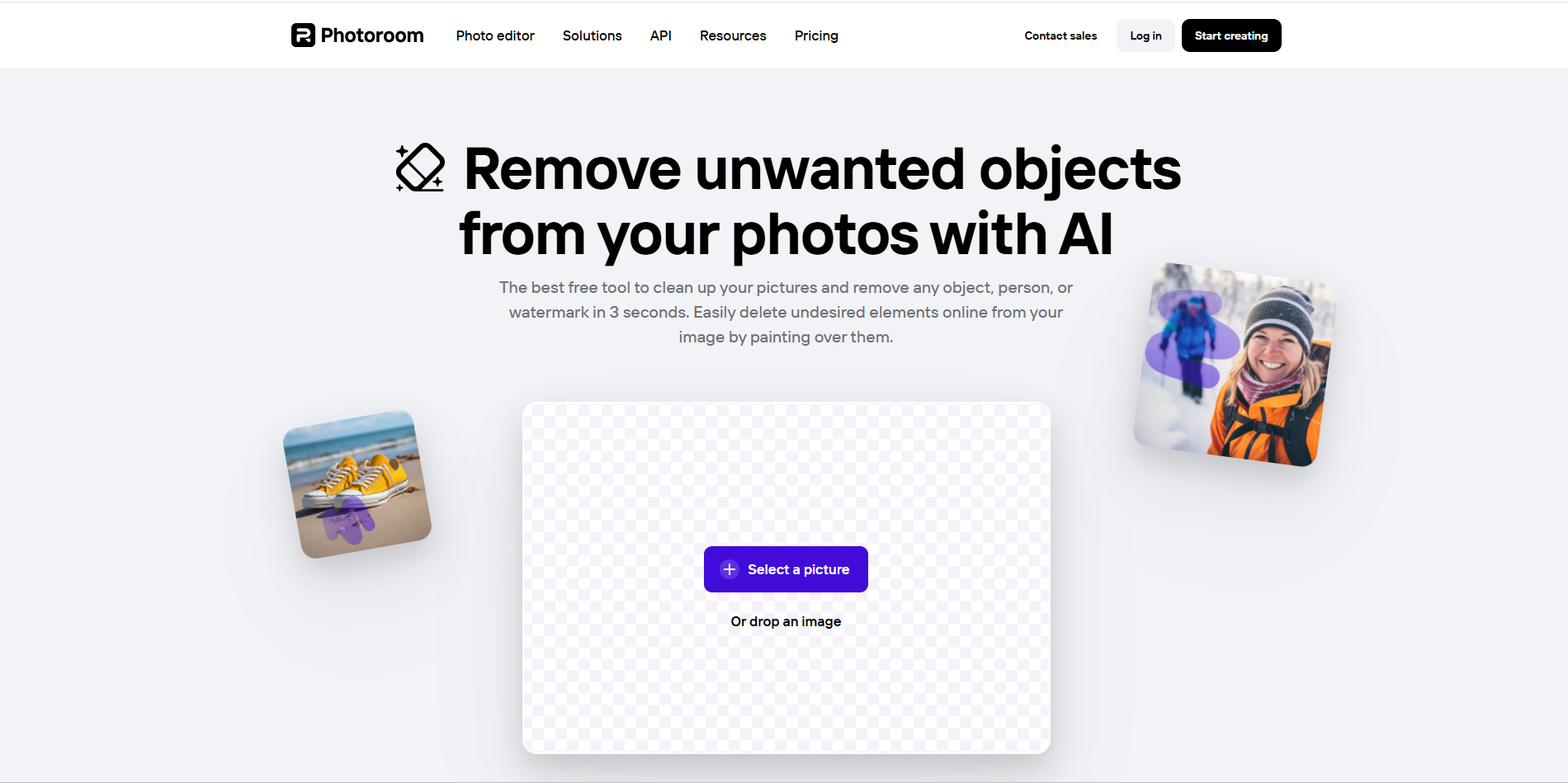 Interfaccia di Photoroom - un ritoccatore di foto AI facile da usare