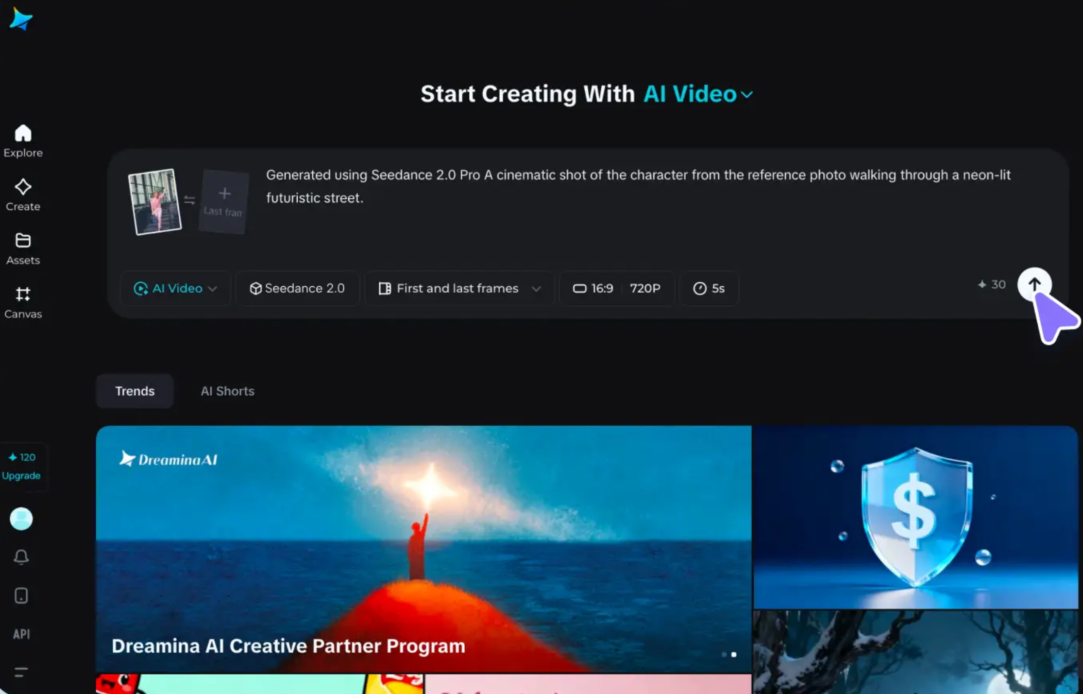 Interface of Dreamina