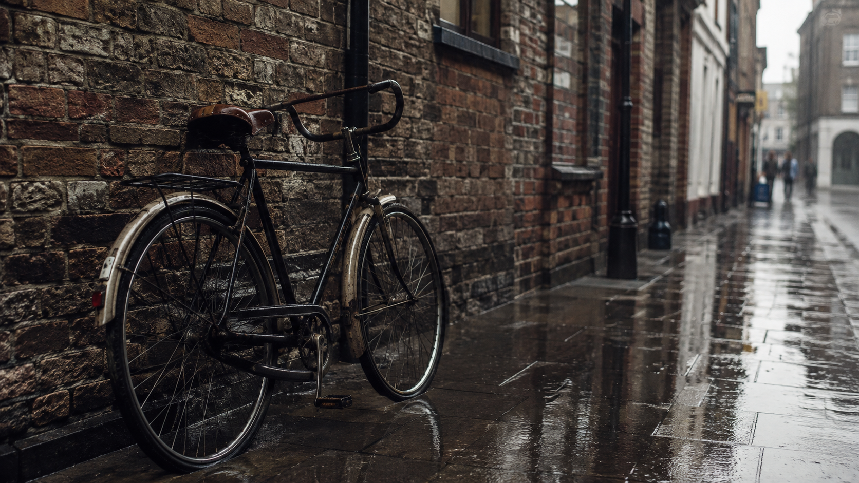 Vintage bicycle against wall