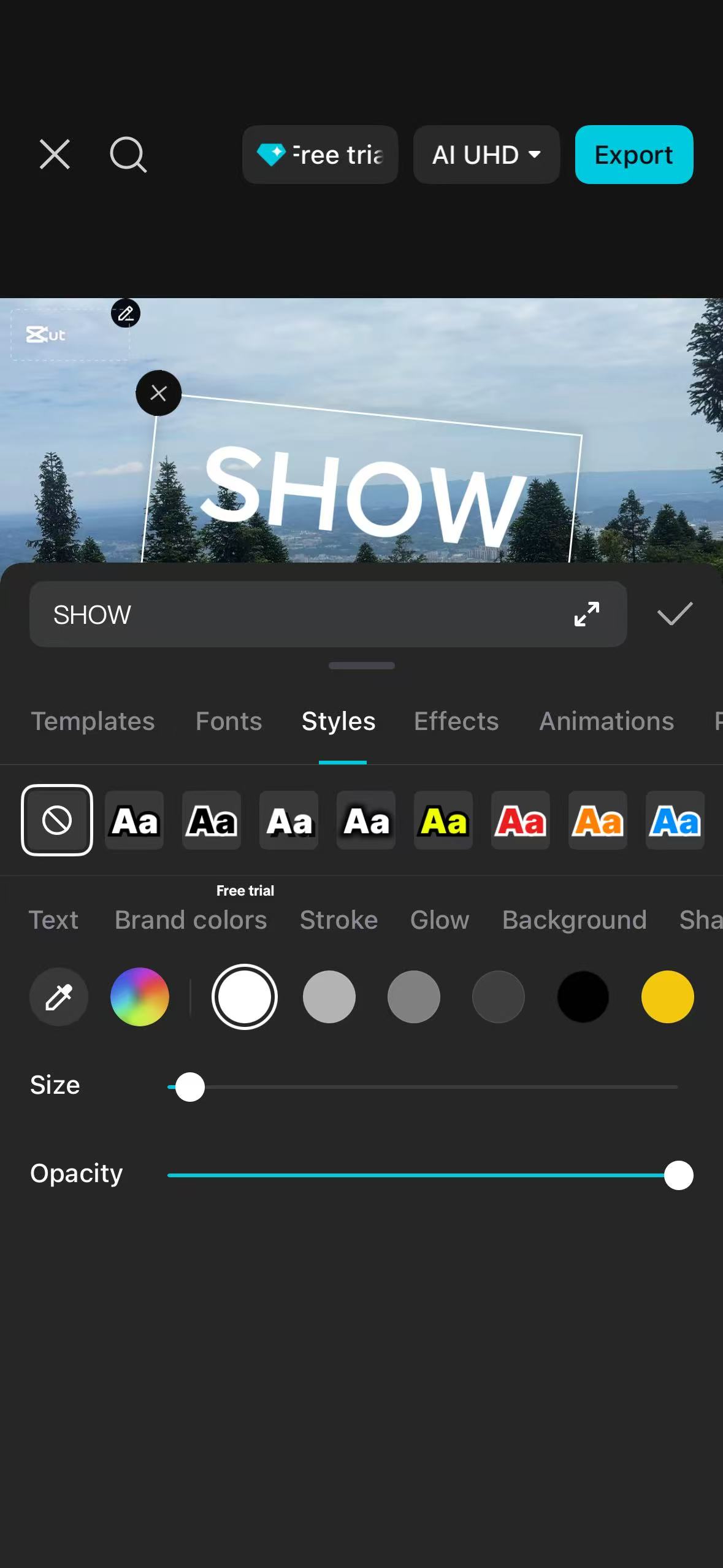 Muestra texto en el video en la CapCut aplicación