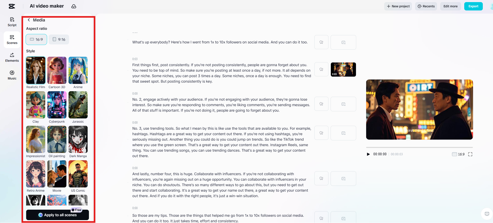 Generate AI media and apply to all