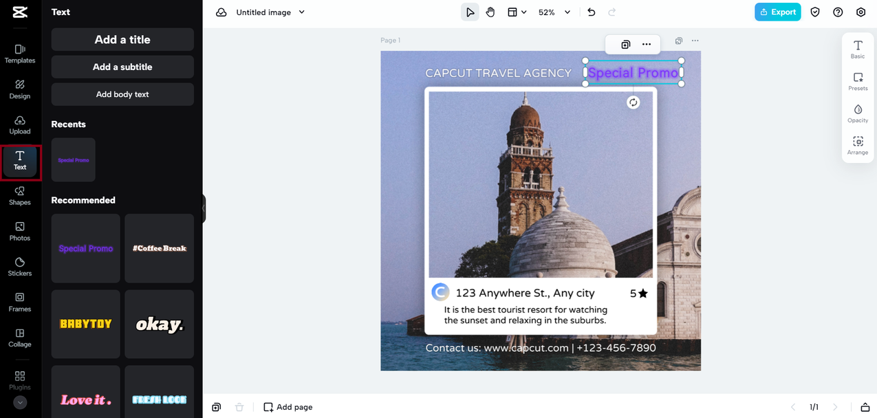 Text to image