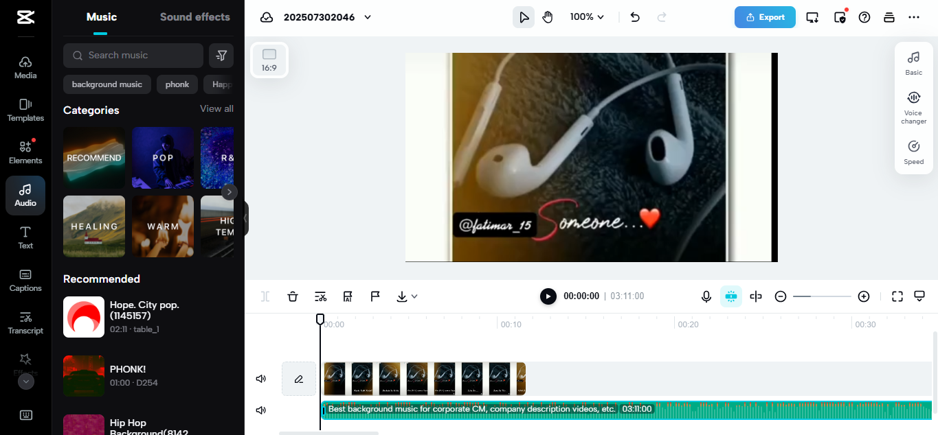 Interface d’édition de CapCut Web - le meilleur outil pour créer facilement des vidéos musicales