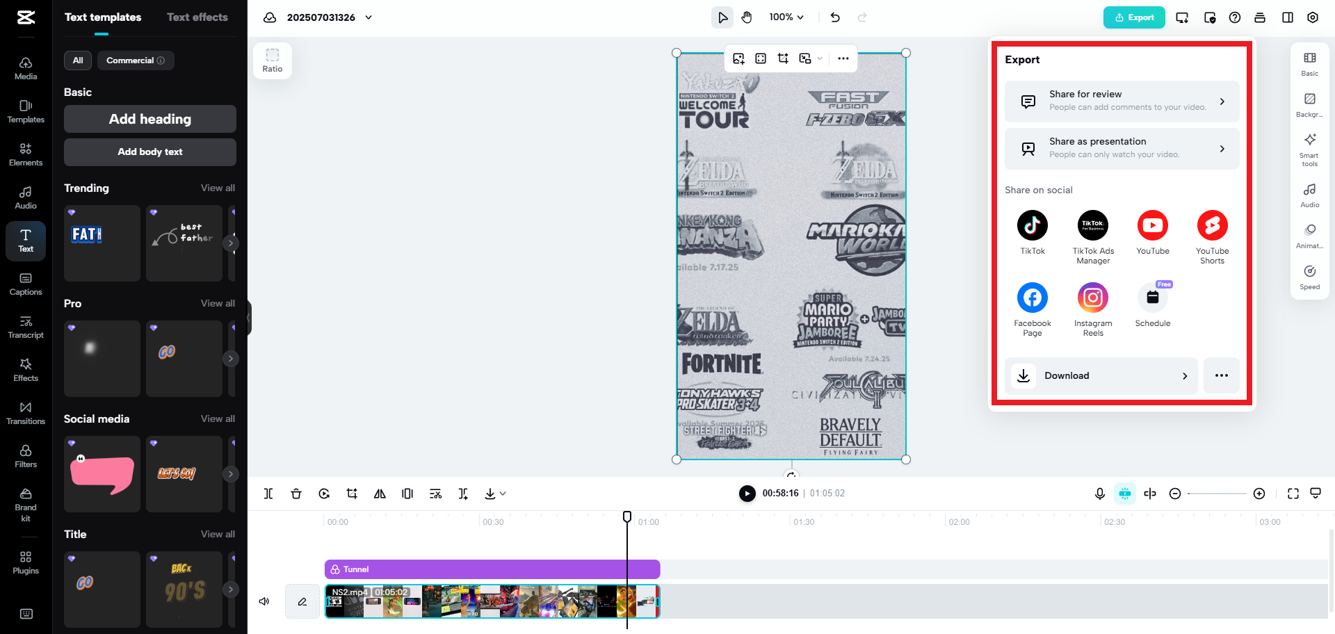 Export your black and white video