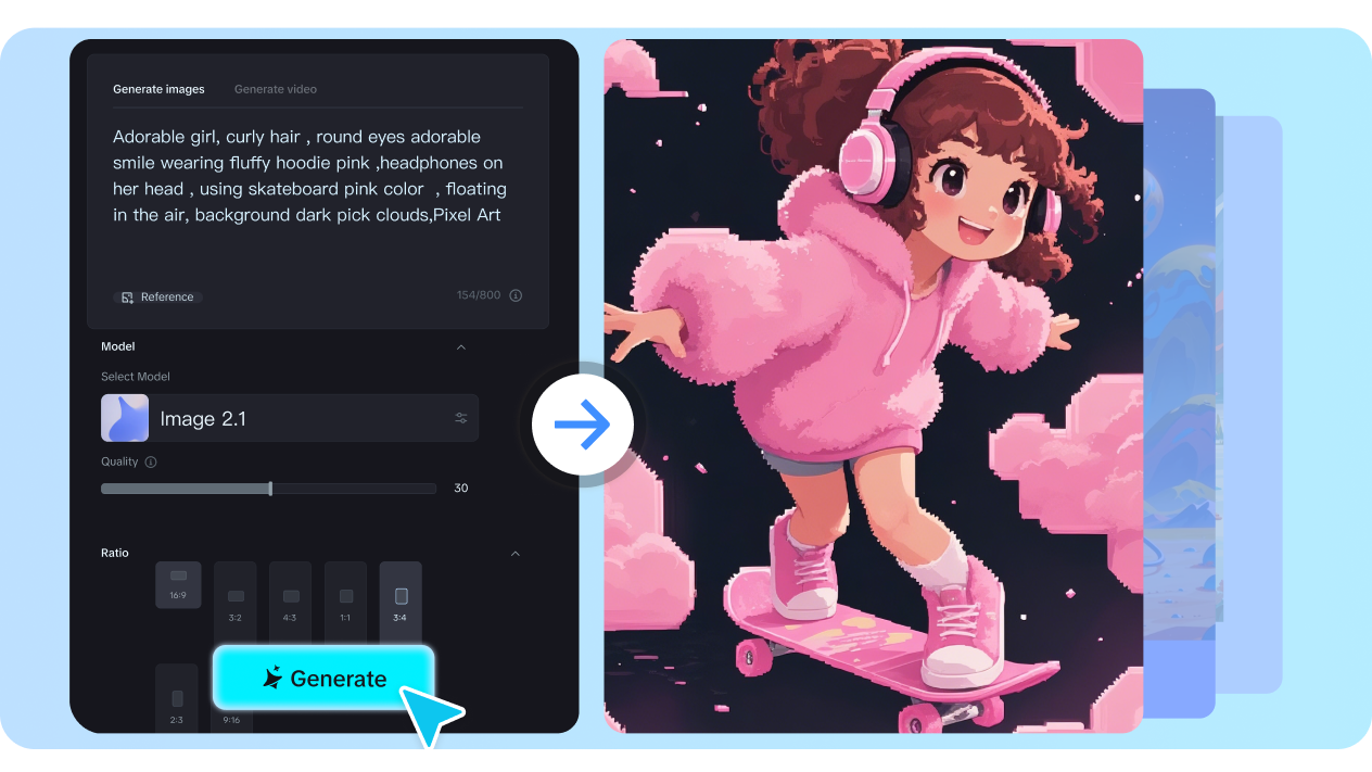 Przekształć tekst w pikselową grafikę AI