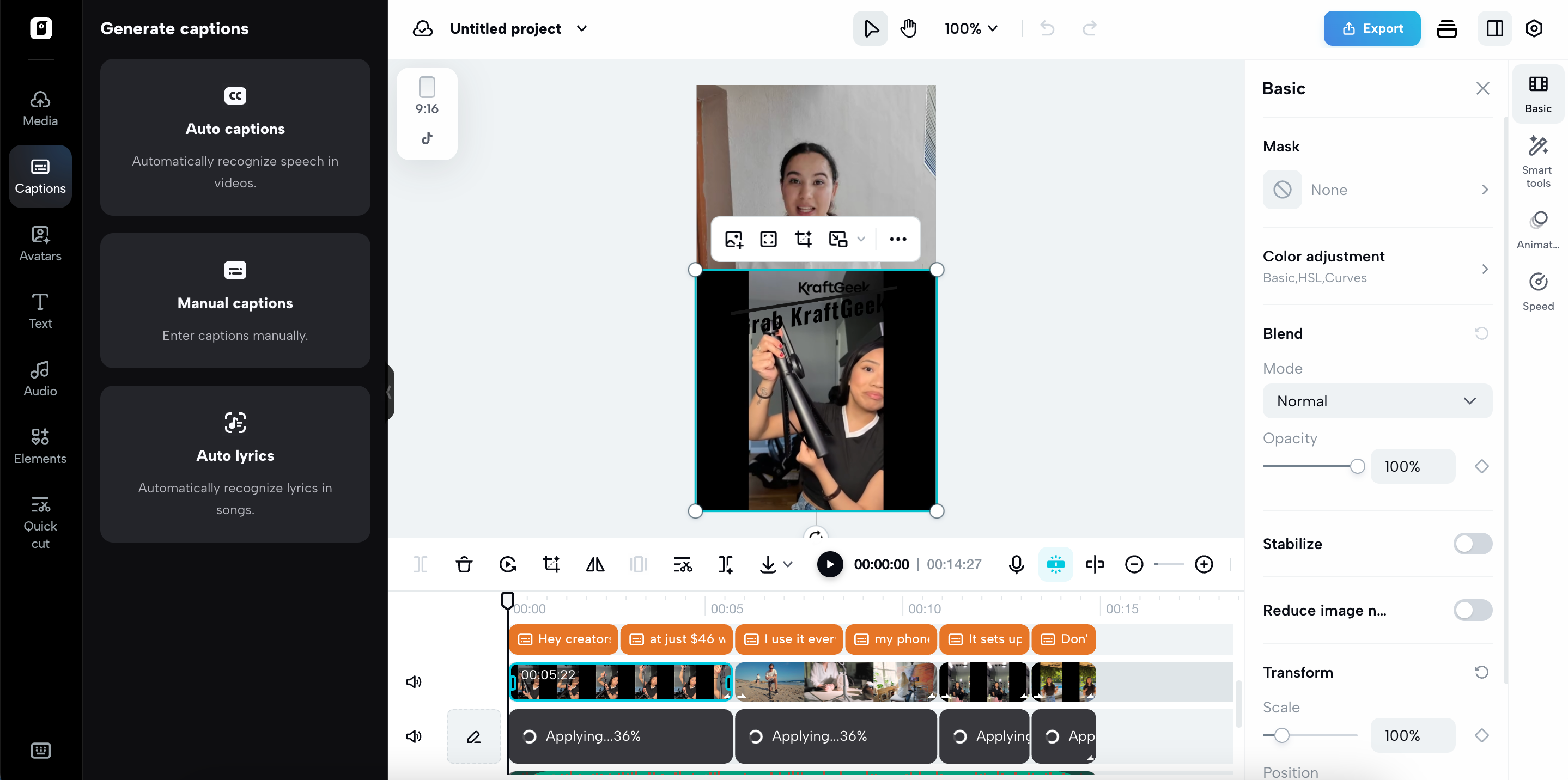 Advanced editing tools in Pippit