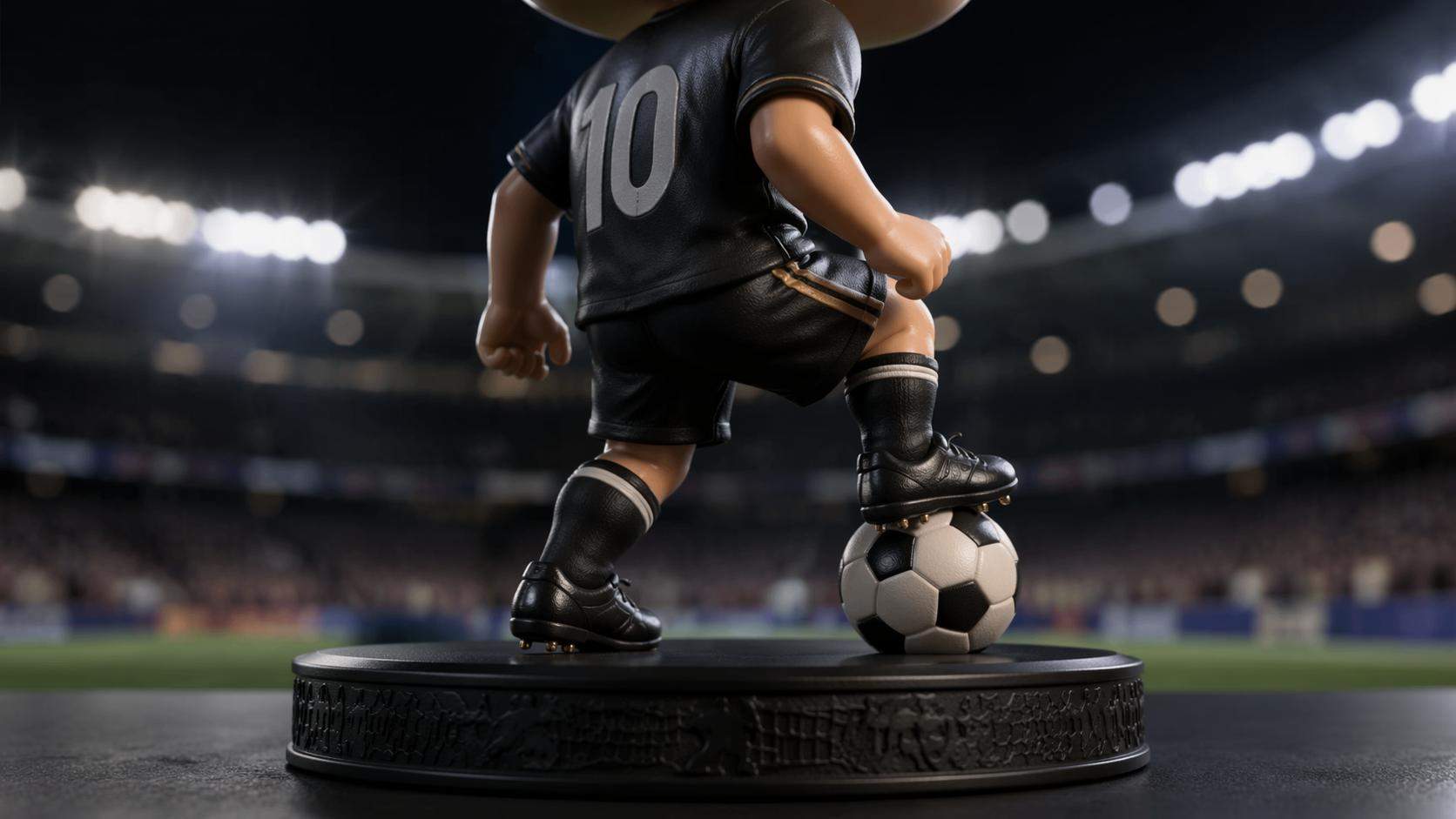 Sports bobblehead jersey number and engraved base detail