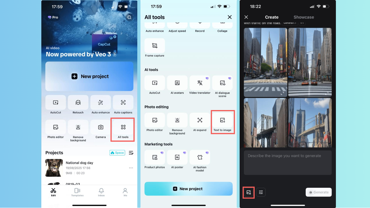 Zugriff auf Text zu Bild und Referenzfotos auswählen