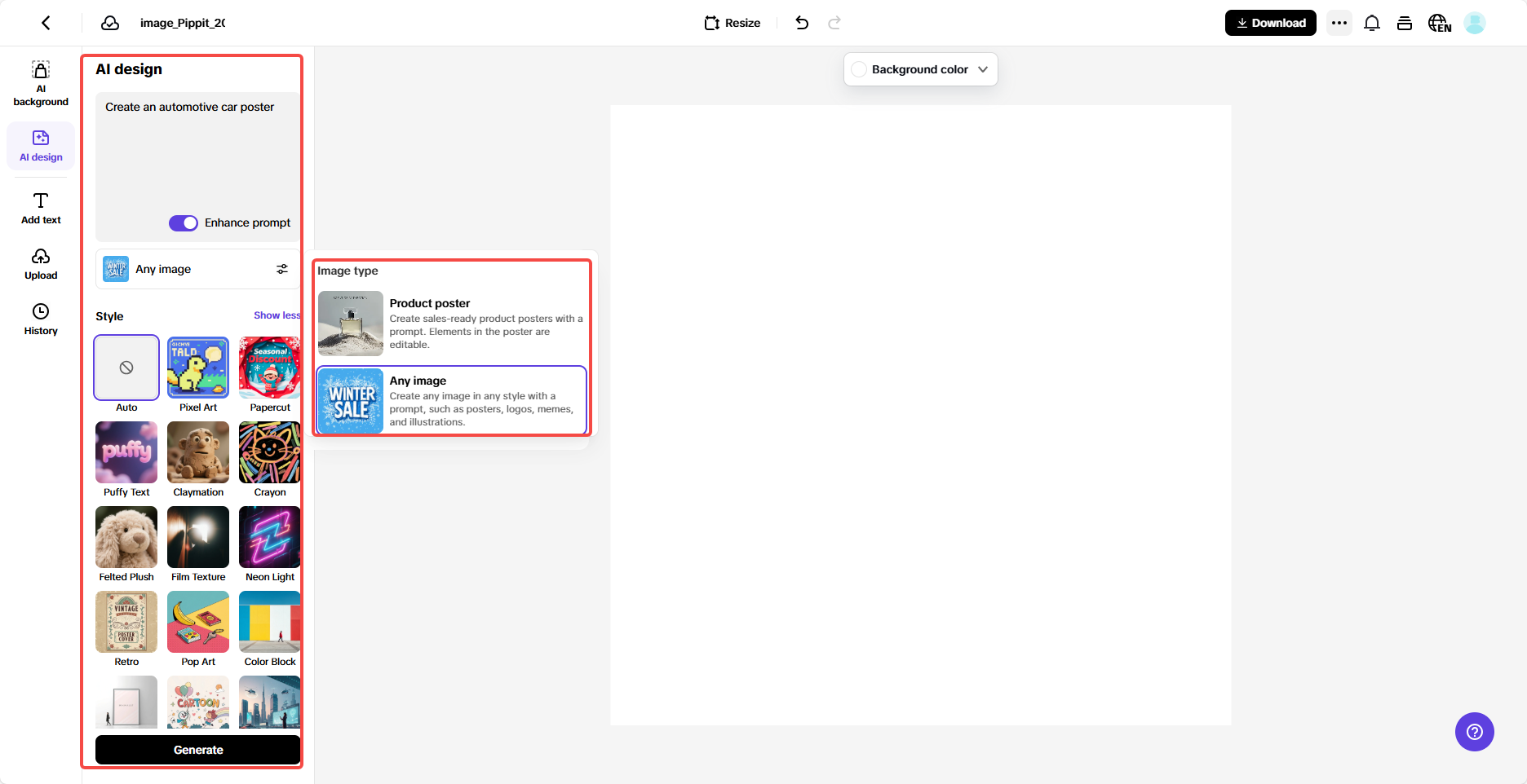 Enter your prompt and generate a design