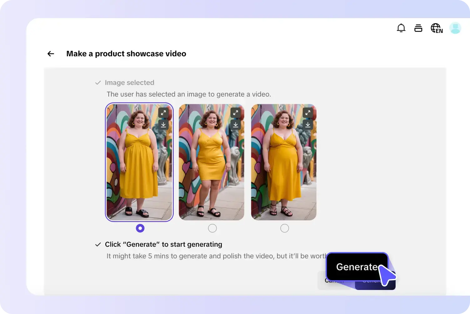  Select your pose and generate the video
