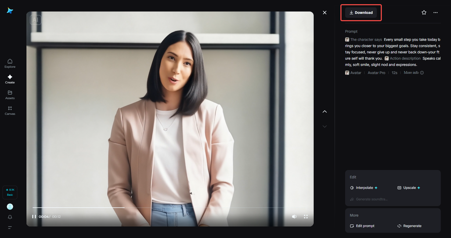 Laden Sie Ihr Voiceover-Video herunter.