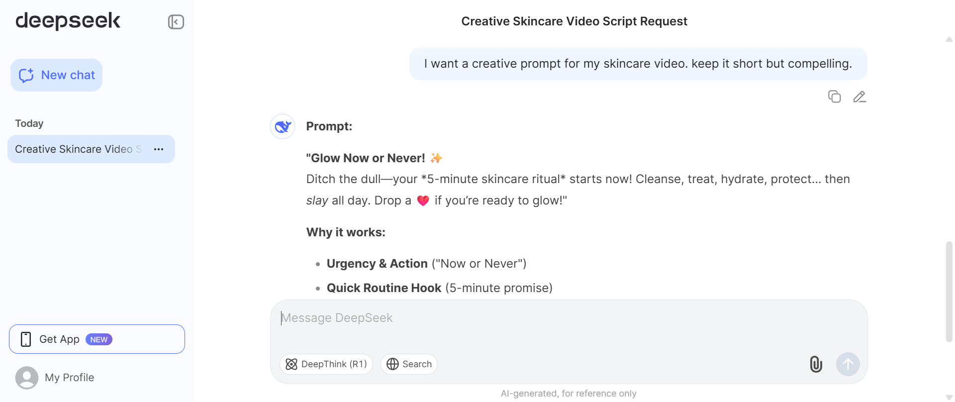 DeepSeek ile bir istemi oluşturun