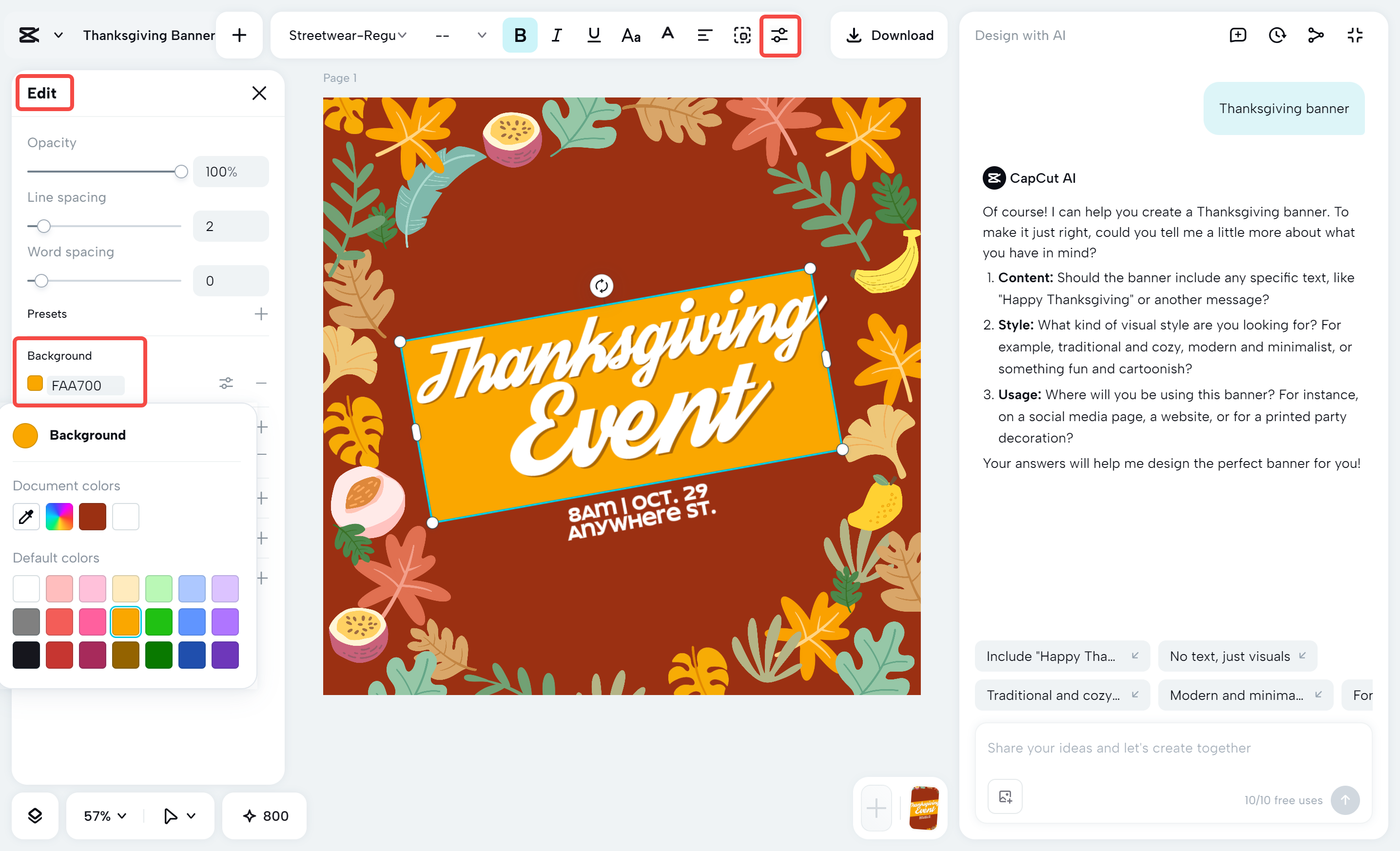 Customizing the template in the CapCut desktop video editor