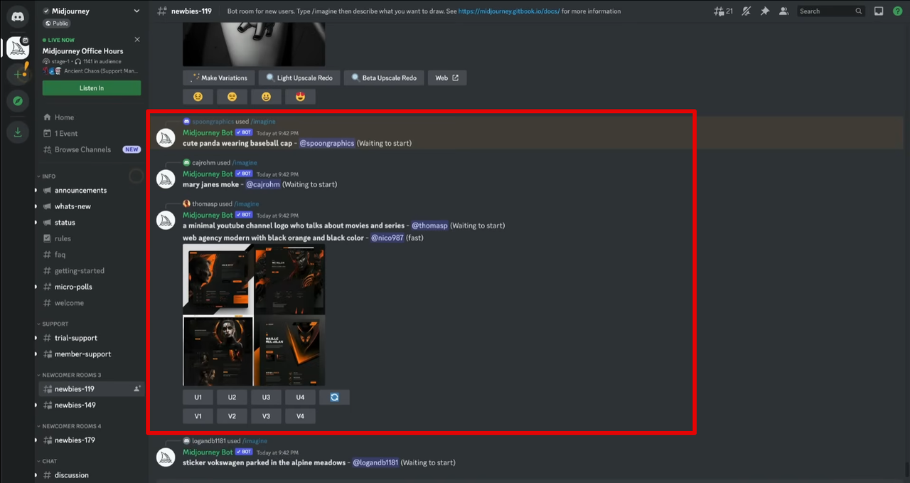 Midjourney generative AI tool