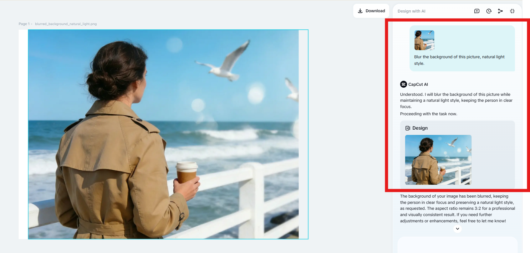 Use CapCut AI to blur the BG of your picture