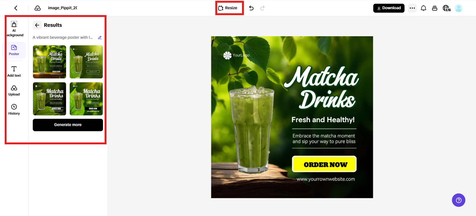 Select the poster and customize