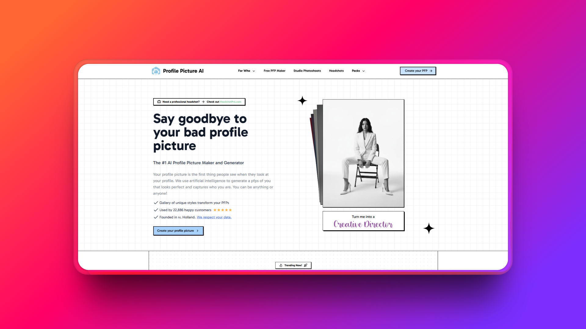 Create AI profile pictures using ProfilePicture AI