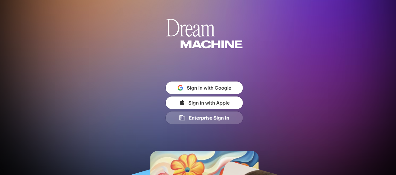 Log in to Luma Dream Machine