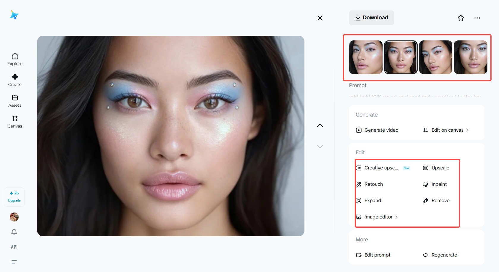 Edição e aprimoramento da foto em Dreamina