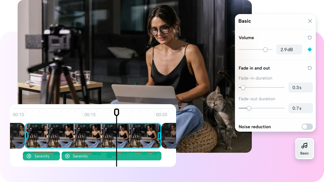 description=A diagram showing a messy, tangled workflow with multiple app icons (converter, editor, design tool, social media) connected by confusing arrows, contrasted with a streamlined workflow showing one app icon (Pippit) leading to all social media platforms.