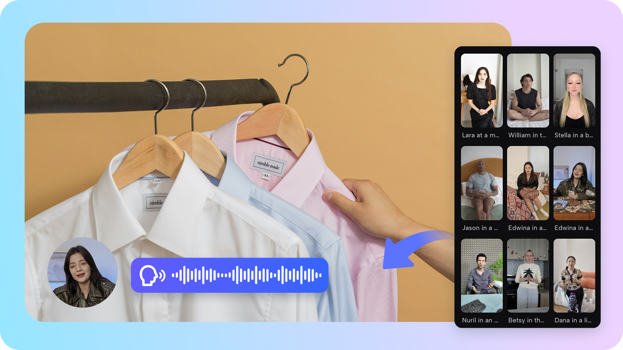 Avatar AI con voiceover per la narrazione dei prodotti
