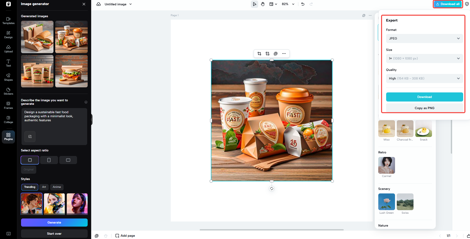 Export your design image