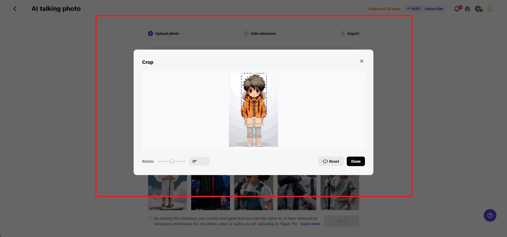 Upload and crop your photo