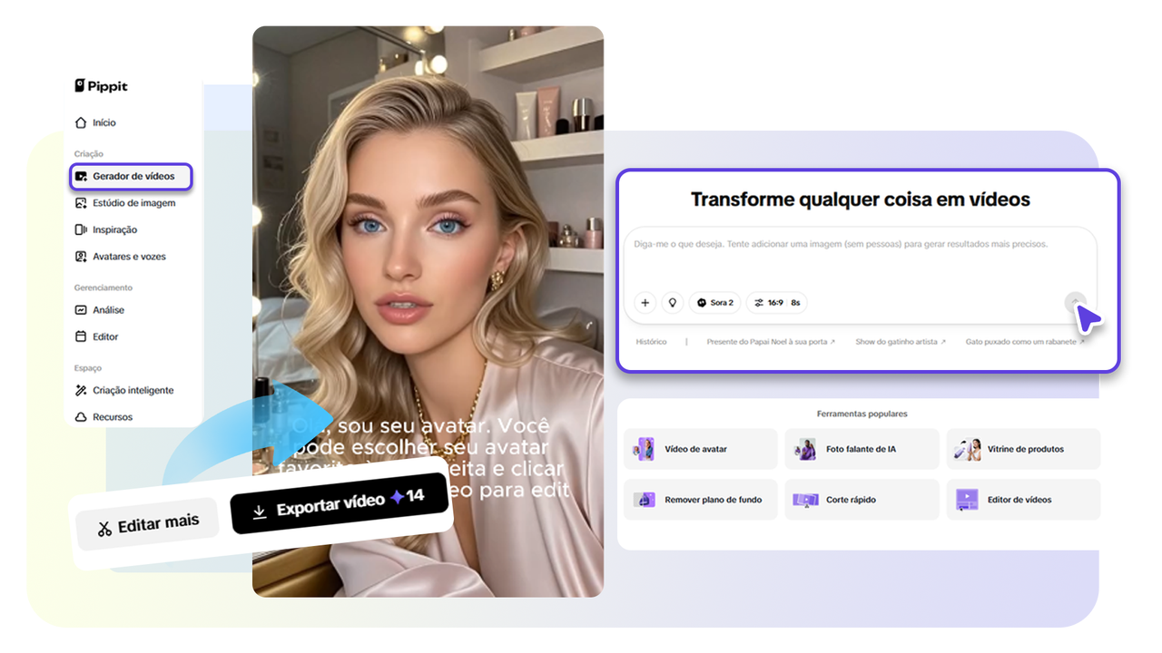 Interface do gerador de anúncio Pippit