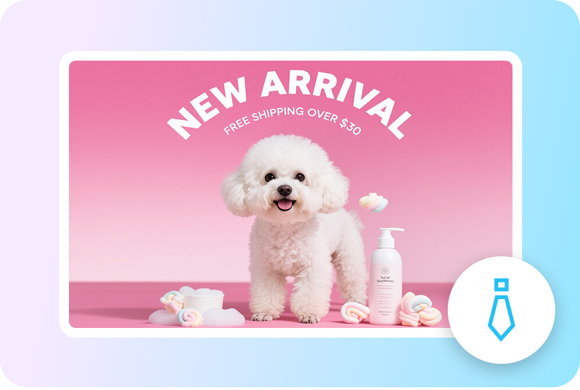 Dog poster design promoting grooming, adoption, and pet stores