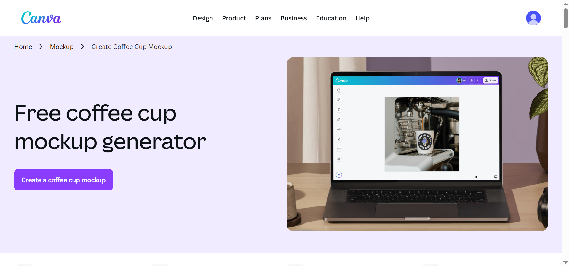 Canva homepage