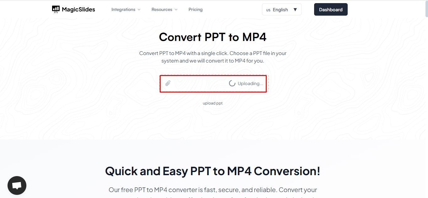 Hochladen Ihrer Folie, um den Prozess der Umwandlung von PowerPoint in ein Video zu starten