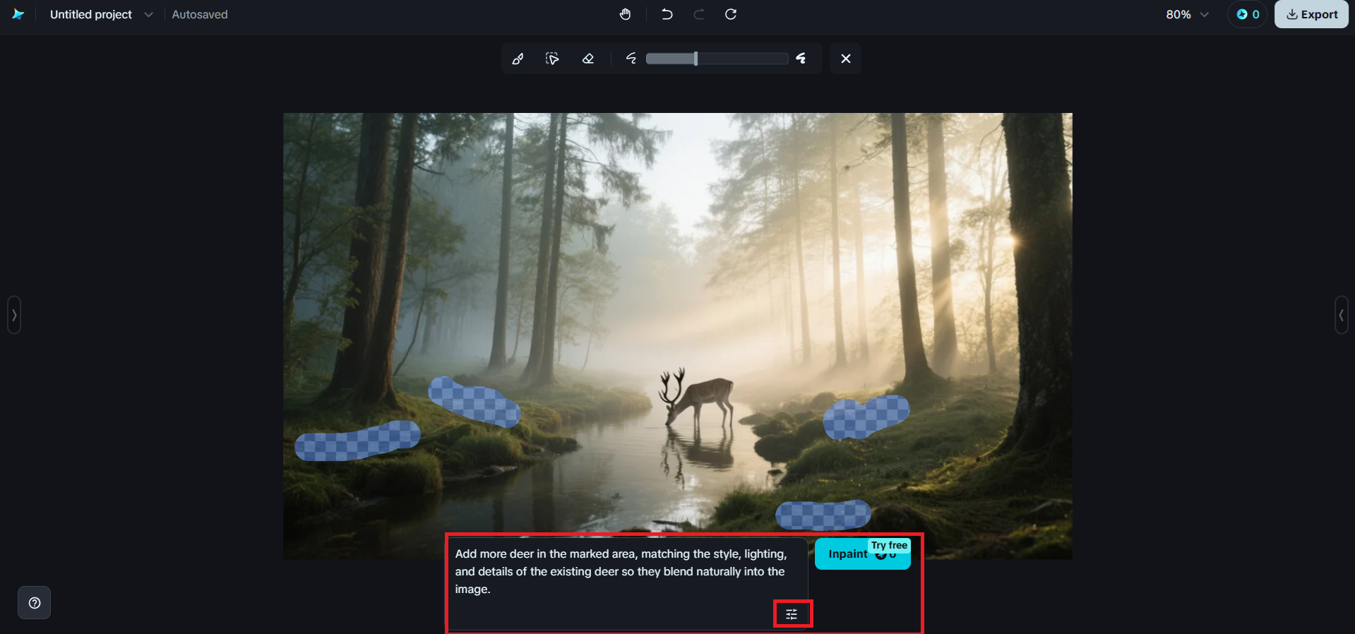 Mark the areas and write prompt