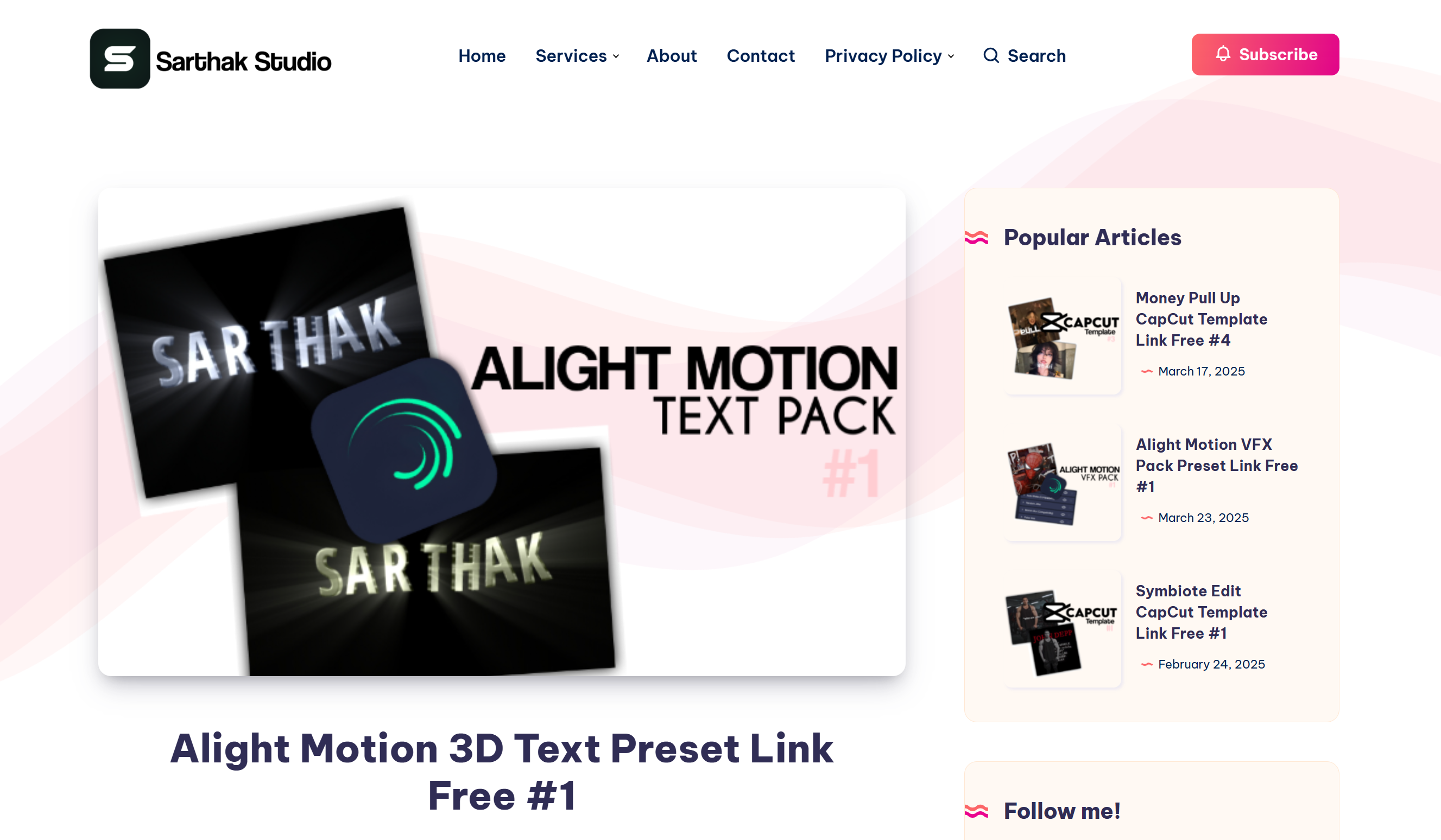 Sarthak Studio do pobrania pakietów tekstowych w Alight Motion