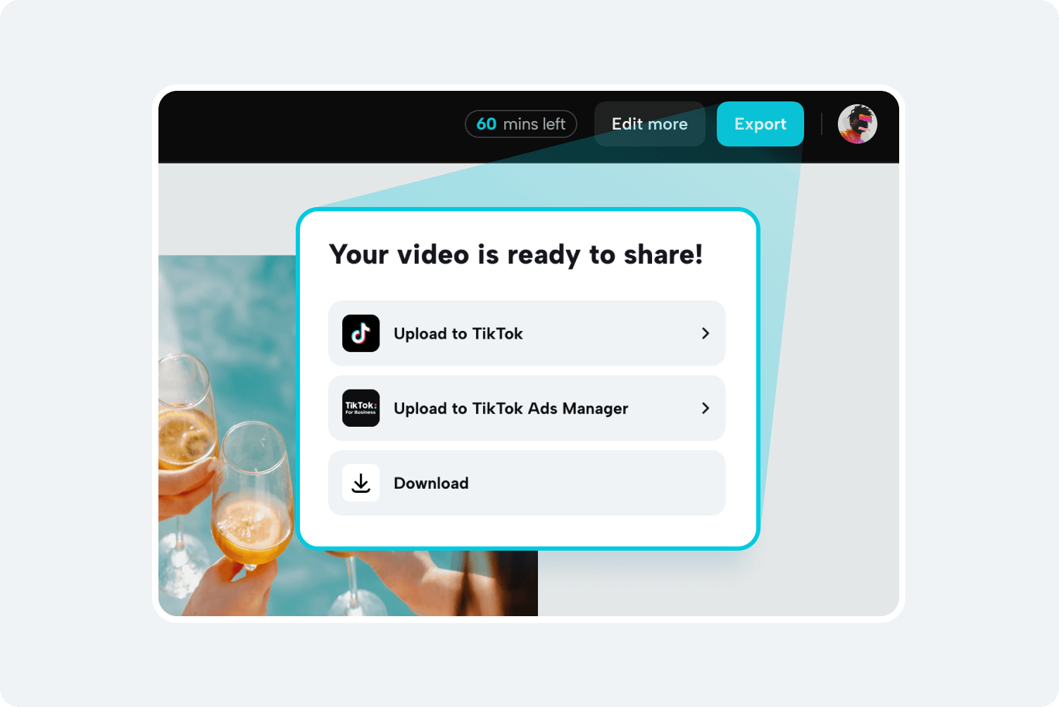 Schritt 3: Videos aus dem automatischen Videobearbeitungsprogramm exportieren und teilen