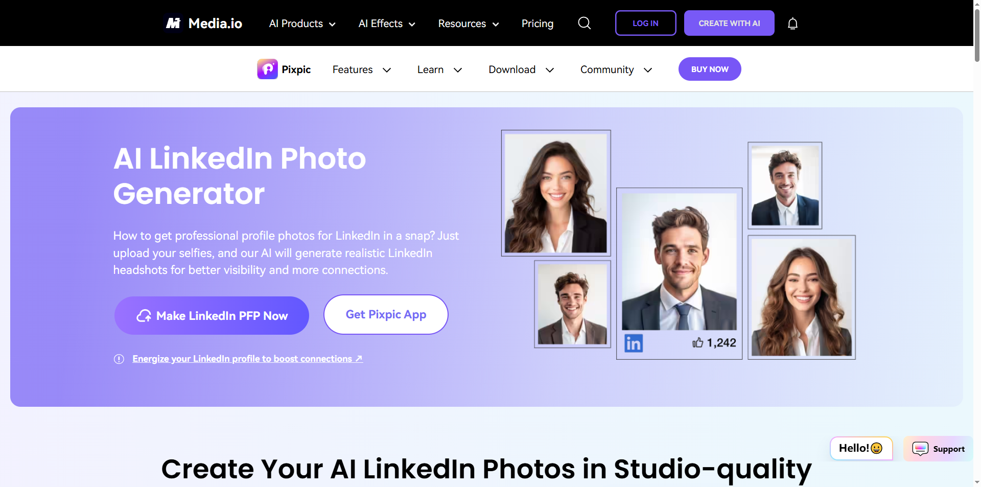 Media.io LinkedIn profile picture maker