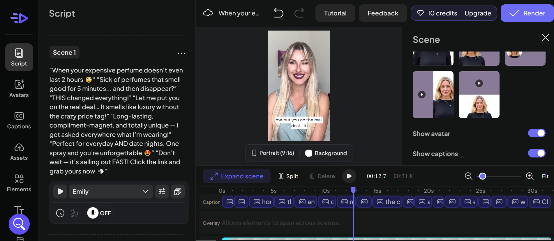 Schnittstelle von Creatify AI – kostenloser KI-UGC-Videogenerator