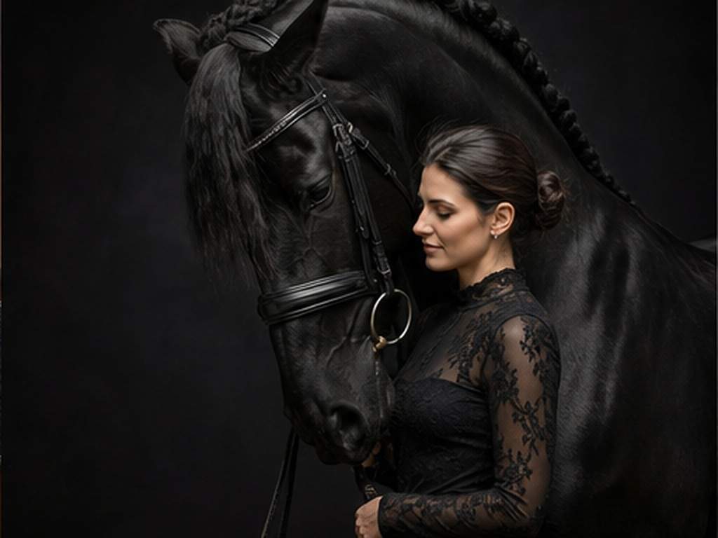 Instagram Horse Photo Editing Uppmaningar snabbt exempel 2 - Redaktionellt för svart häst