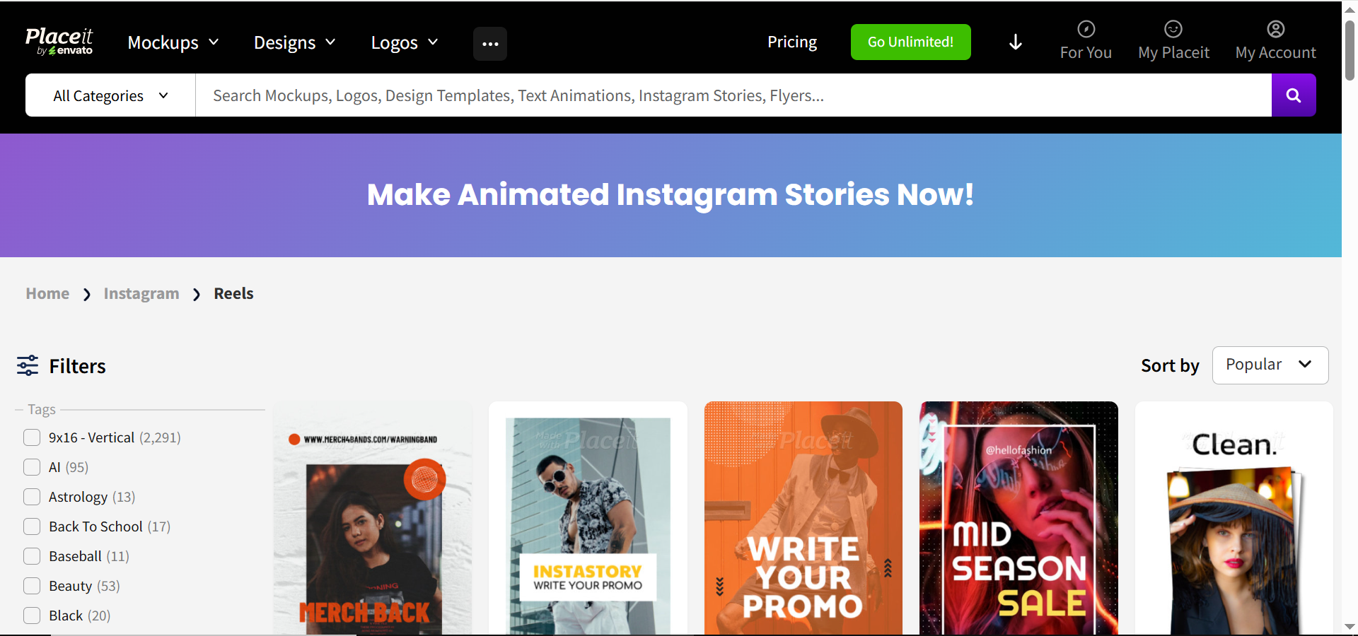 Placeit homepage