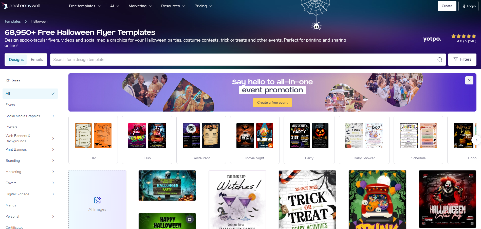 PosterMyWall Halloween templates