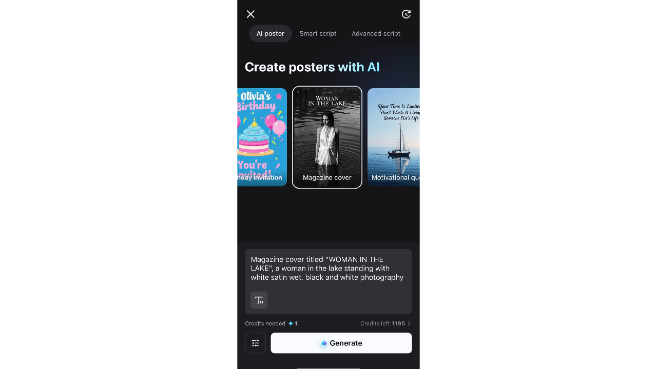 Gerador de pôsteres do CapCut App