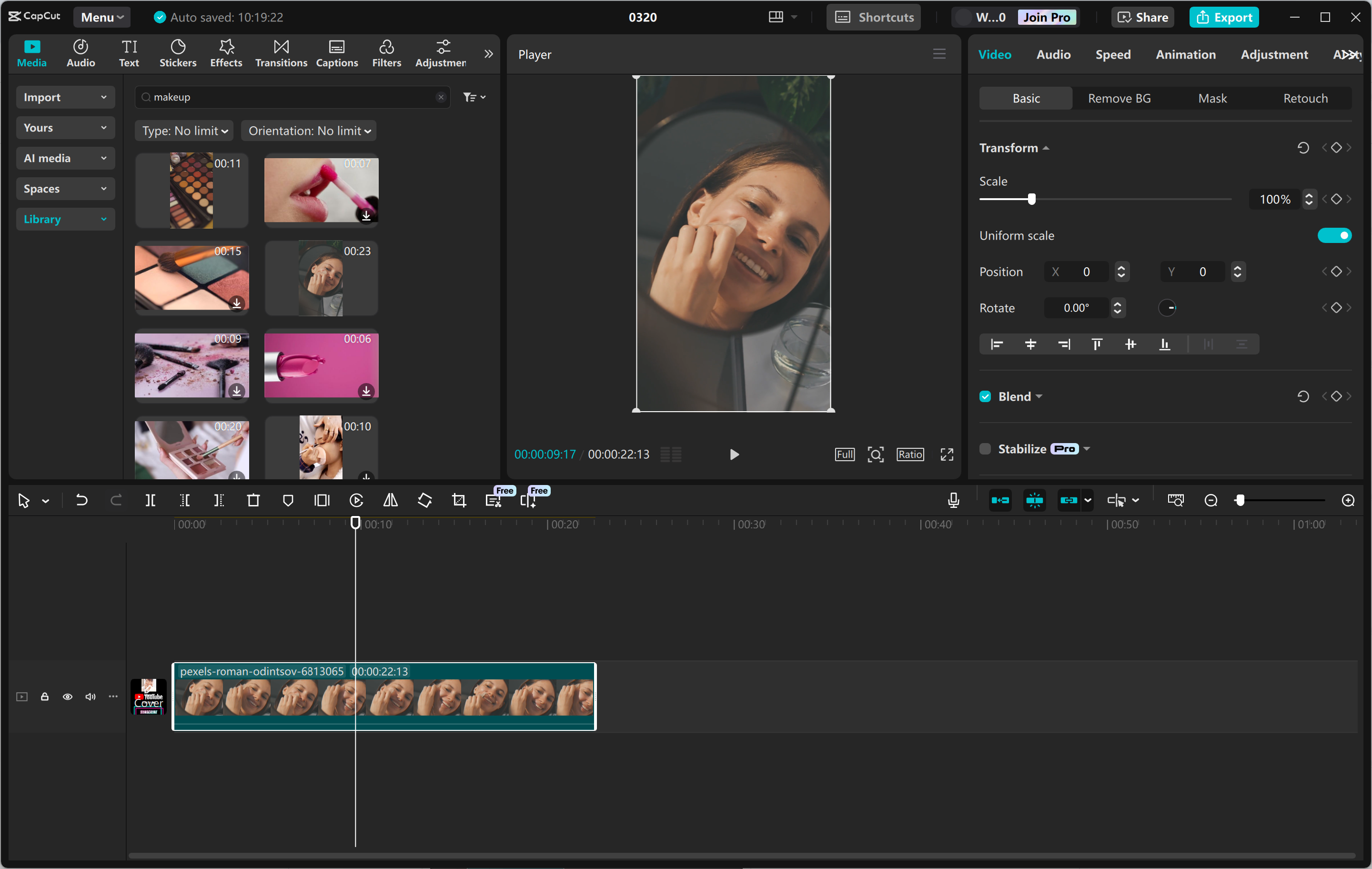 Interface of the CapCut desktop video editor - an intuitive tool for making engaging Youtube Shorts