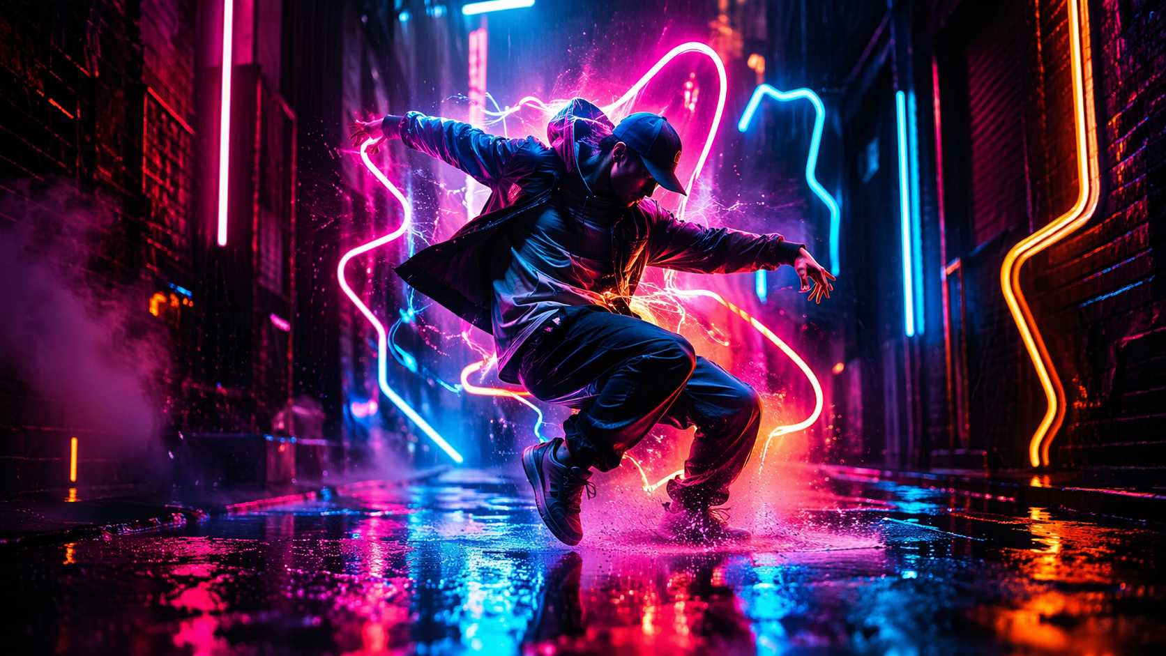 Dreamina AI Neonschild Filter Prompt Beispiel 2: Cyber Glow Room