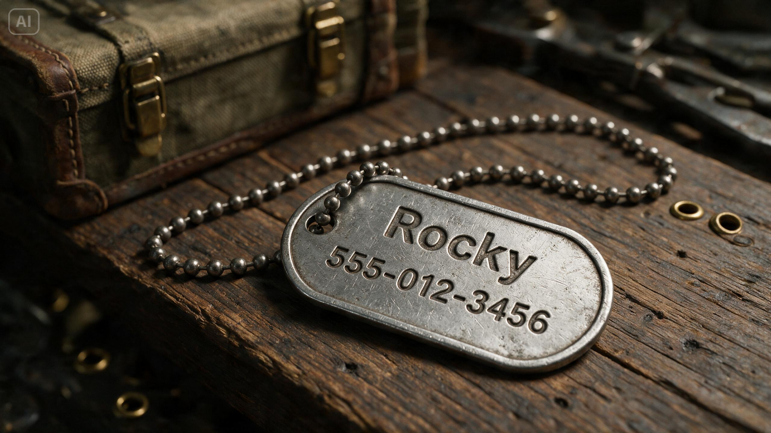 Prompt for a vintage military-style tag