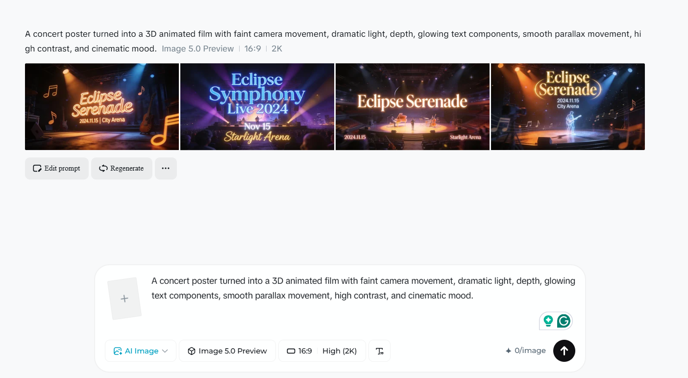 Reprezentare vizuală a generării de text-imagine pentru postere animate
