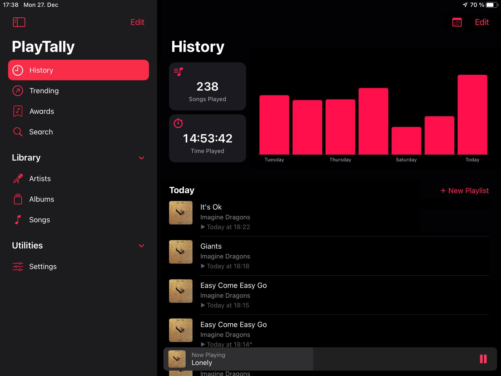 Showing how to view Apple Music stats on PlayTally