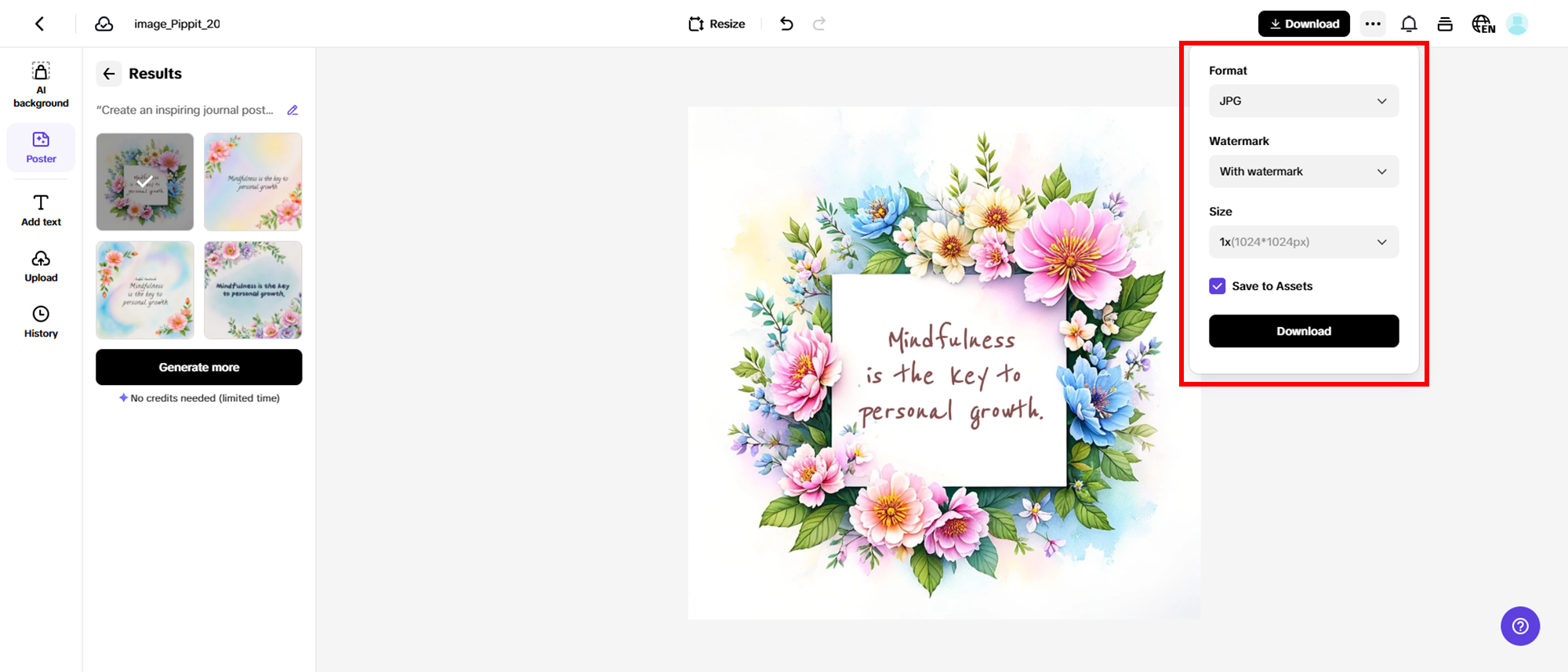 Finalize and export your draft
