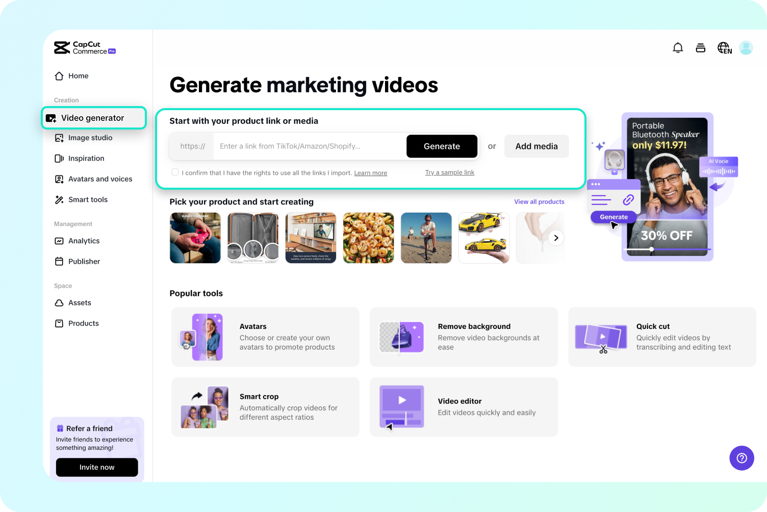 เริ่มต้นด้วยเครื่องมือ Video generator