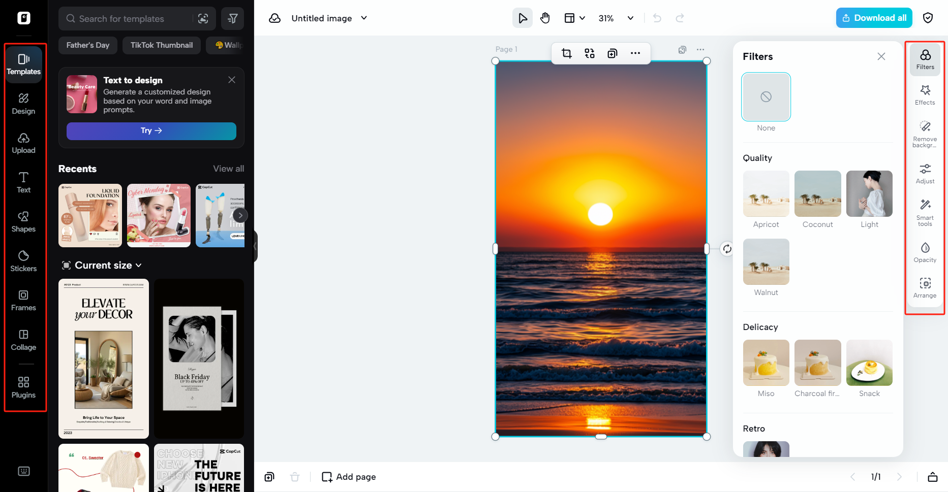 Video and image editing space