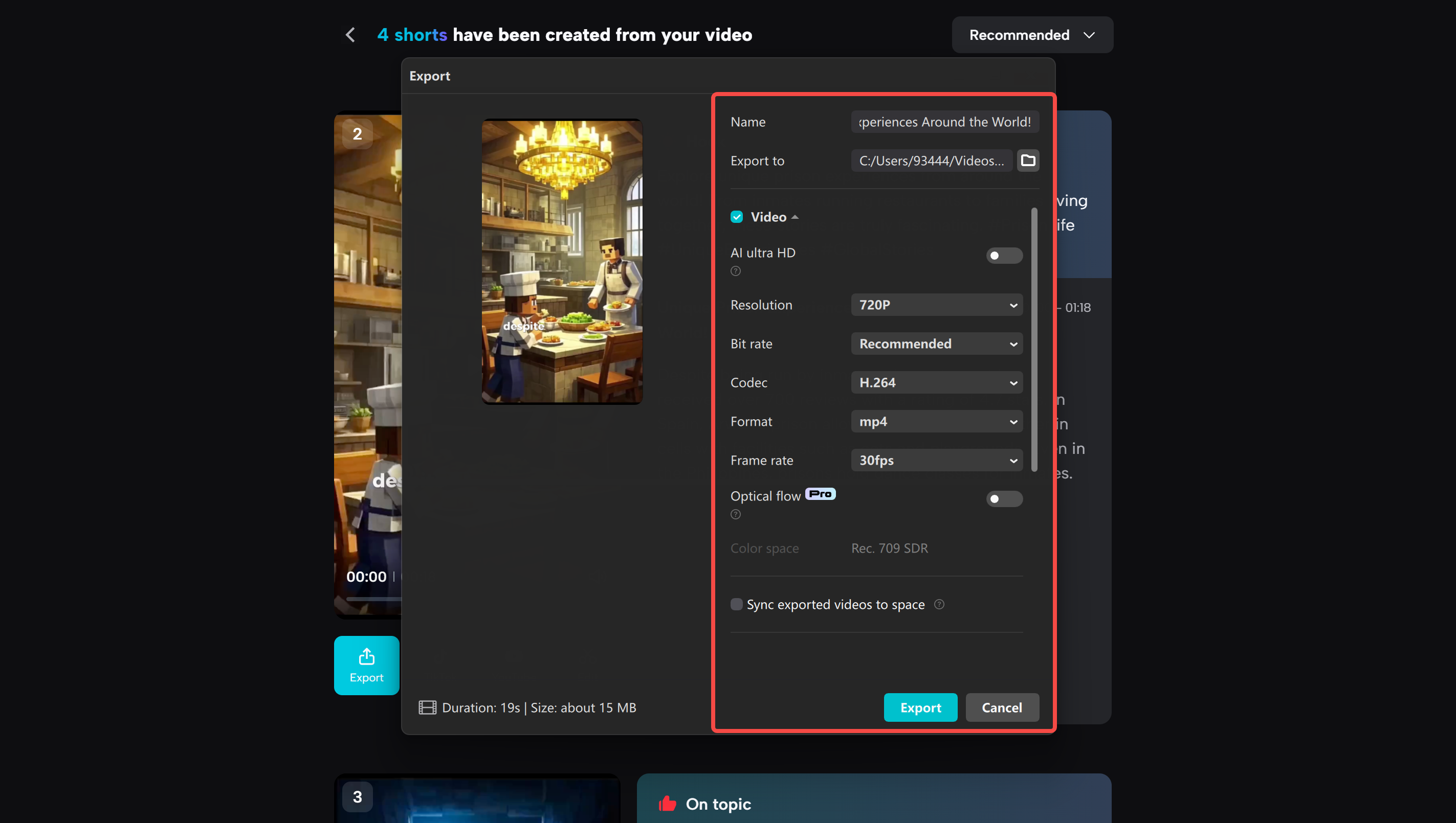 Exporting the video from the CapCut desktop video editor