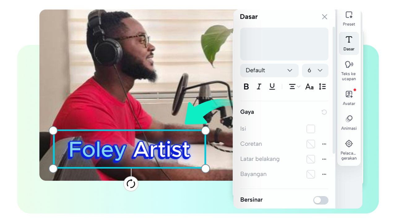 Buat subtitle otomatis dengan gaya huruf yang sesuai dengan brand Anda